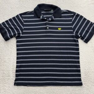 Masters Collection Navy Striped Pima Cotton Golf Polo Shirt Mens Medium